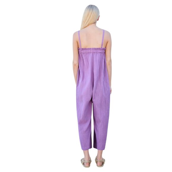 NWT Sundry Double Gauze Jumpsuit Romper Womens 1 Small Purple Orchid Sleeveless - Picture 2 of 12